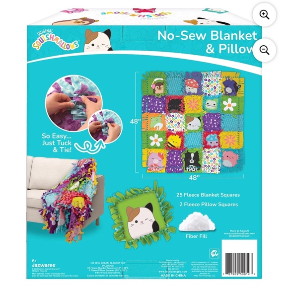 Squishmallows Pattern No-Sew Blanket & Pillow Tween DIY Craft Kit, Limited- NWT - Picture 9 of 11